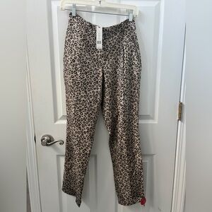 NWT Theory Size 0 Leopard Print Cuffed Silk Dress Pants Animal Print